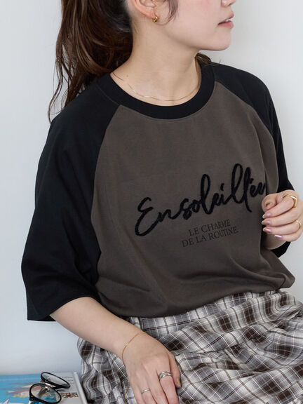 歯ブラシ刺繍ラグランT（オフホワイト/チャコールグレー/ブルー/キナリ）｜ehka sopo（エヘカソポ）通販