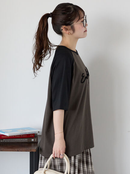 歯ブラシ刺繍ラグランT（オフホワイト/チャコールグレー/ブルー/キナリ）｜ehka sopo（エヘカソポ）通販