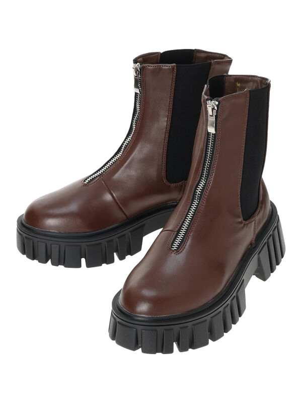 モードエジャコモ　レザー フロントジップ　ボア　ショートブーツ　S Mode et Jacomo×ing｜厚底フロントジッパーブーツ | Rakuten Fashion