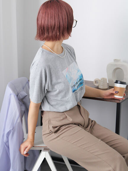 ニュアンスフォトTシャツ（オフホワイト/グレー/ブラック）｜ehka sopo（エヘカソポ）通販