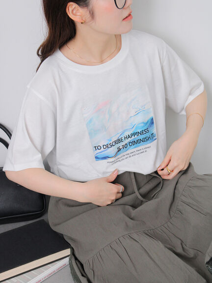 ニュアンスフォトTシャツ（オフホワイト/グレー/ブラック）｜ehka sopo（エヘカソポ）通販
