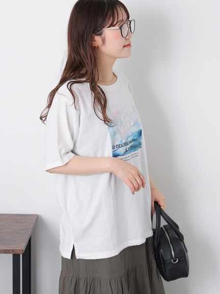 ニュアンスフォトTシャツ（オフホワイト/グレー/ブラック）｜ehka sopo（エヘカソポ）通販