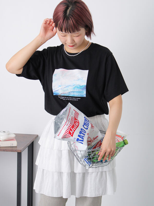 セール】 ニュアンスフォトTシャツ（オフホワイト/グレー/ブラック