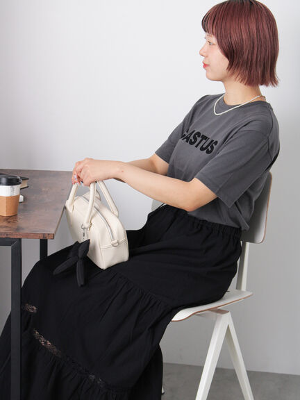 フロッキーロゴTシャツ（オフホワイト/チャコールグレー/ブラウン）｜ehka sopo（エヘカソポ）通販