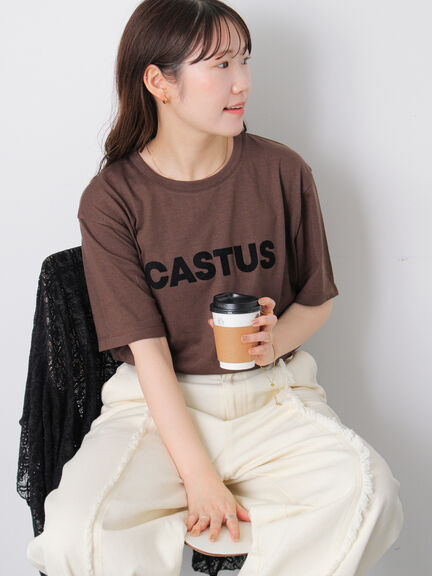 フロッキーロゴTシャツ（オフホワイト/チャコールグレー/ブラウン）｜ehka sopo（エヘカソポ）通販