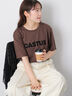 フロッキーロゴTシャツ（オフホワイト/チャコールグレー/ブラウン）｜ehka sopo（エヘカソポ）通販