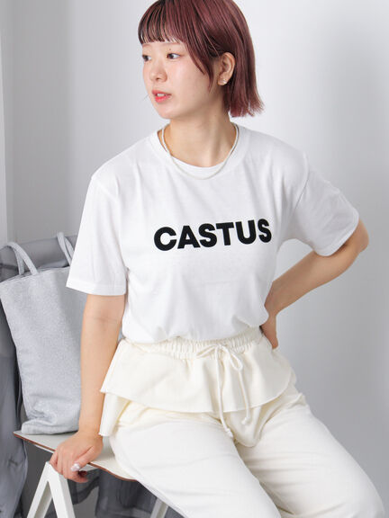 フロッキーロゴTシャツ（オフホワイト/チャコールグレー/ブラウン）｜ehka sopo（エヘカソポ）通販