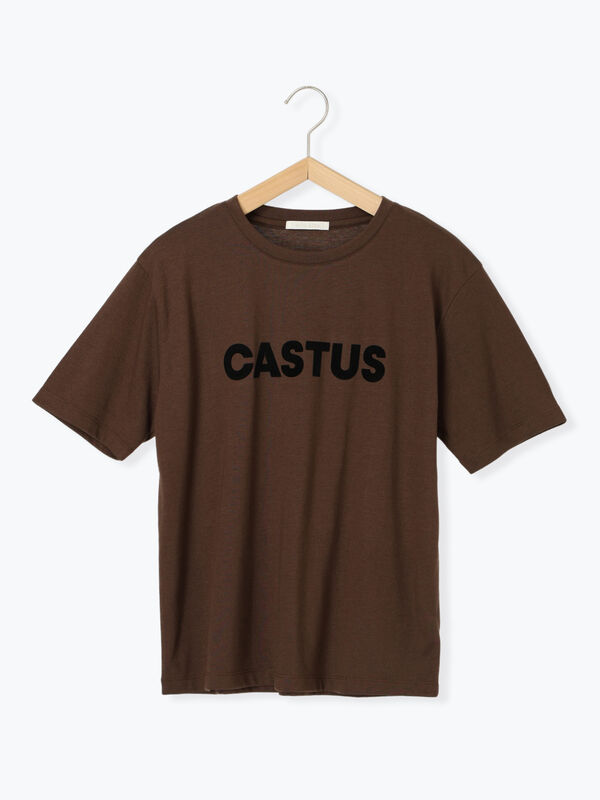 フロッキーロゴTシャツ（オフホワイト/チャコールグレー