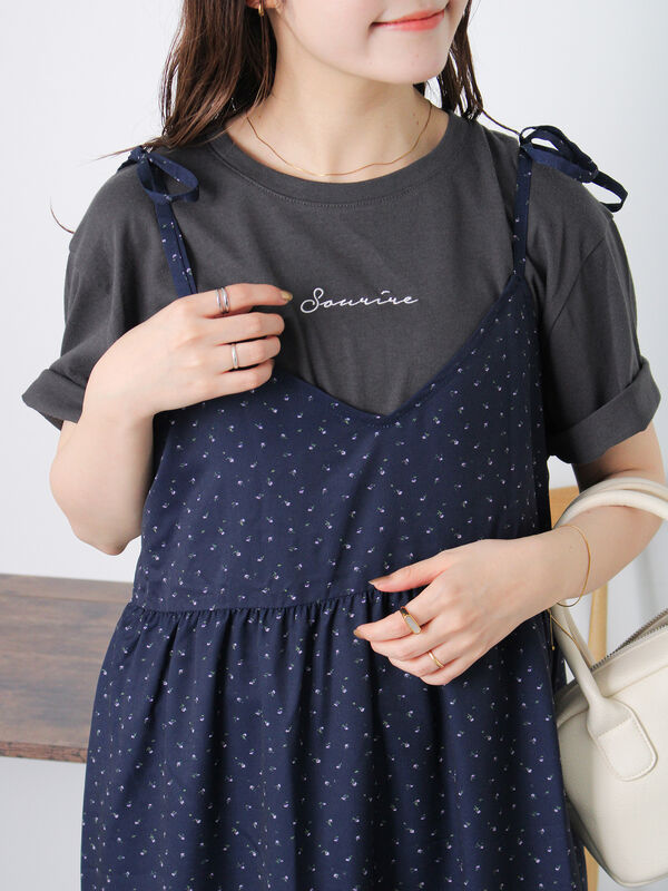 ロゴ刺繍Tシャツ（チャコールグレー）｜ehka sopo（エヘカソポ）通販