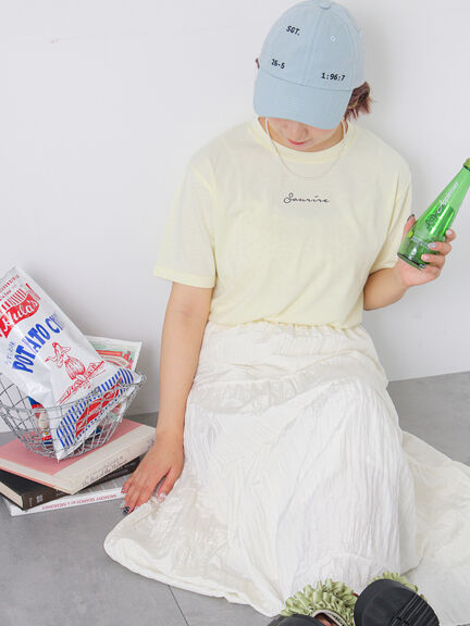ロゴ刺繍Tシャツ（オフホワイト/チャコールグレー/イエロー）｜ehka sopo（エヘカソポ）通販