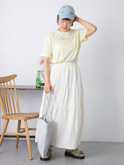 ロゴ刺繍Tシャツ（オフホワイト/チャコールグレー/イエロー）｜ehka sopo（エヘカソポ）通販