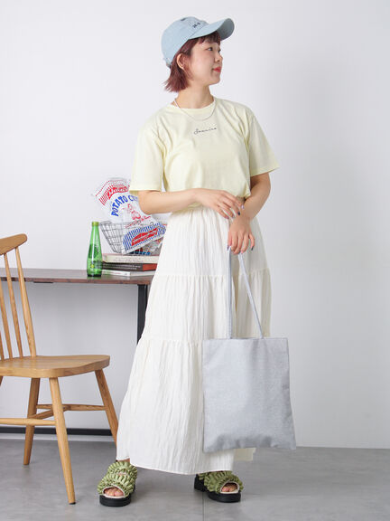 ロゴ刺繍Tシャツ（オフホワイト/チャコールグレー/イエロー）｜ehka sopo（エヘカソポ）通販