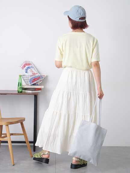 ロゴ刺繍Tシャツ（オフホワイト/チャコールグレー/イエロー）｜ehka sopo（エヘカソポ）通販
