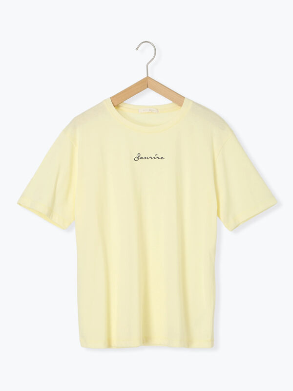 セール】 ロゴ刺繍Tシャツ（オフホワイト/チャコールグレー/イエロー