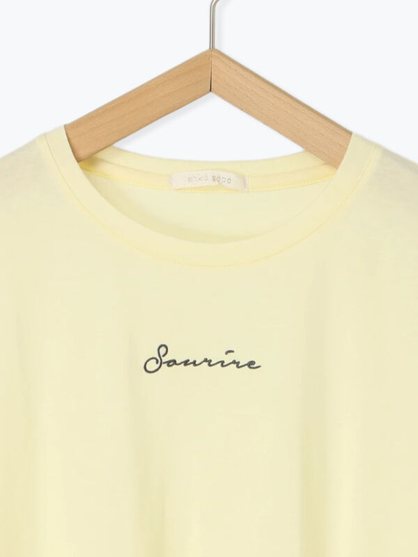 セール】 ロゴ刺繍Tシャツ（オフホワイト/チャコールグレー/イエロー