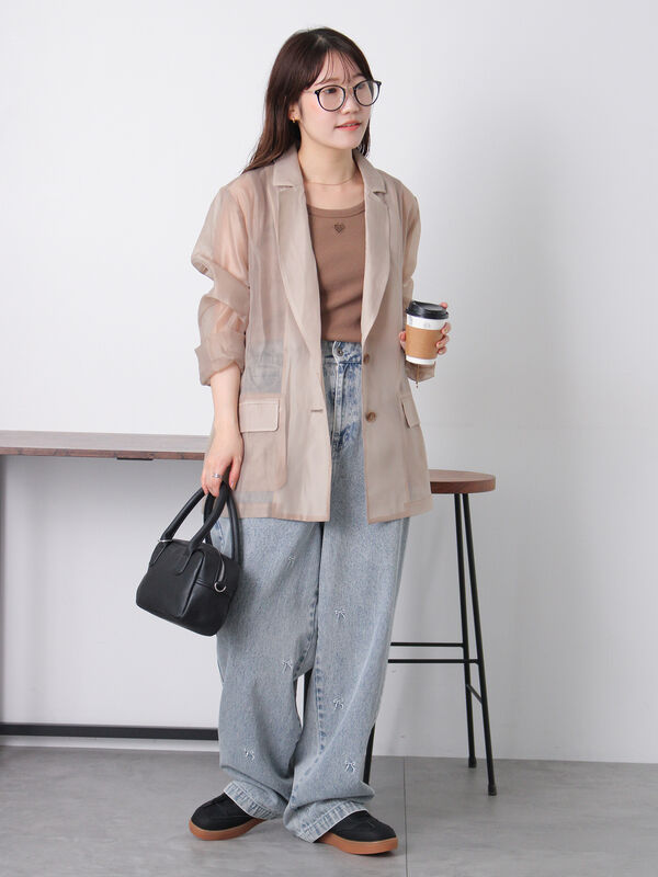 セール】 ◎シアーテーラードジャケット（グレー/ベージュ/サックス