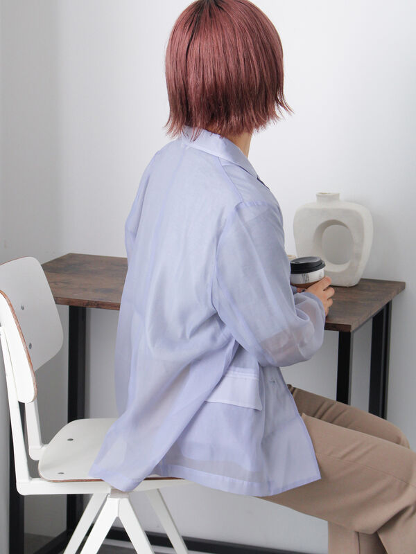 セール】 ◎シアーテーラードジャケット（グレー/ベージュ