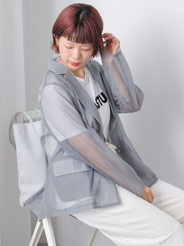 セール】 ◎シアーテーラードジャケット（グレー/ベージュ/サックス