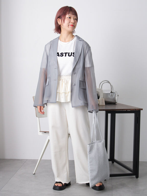 セール】 ◎シアーテーラードジャケット（グレー/ベージュ/サックス