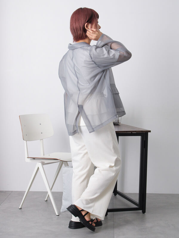 セール】 ◎シアーテーラードジャケット（グレー/ベージュ/サックス