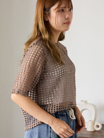 トップス Orange トップス ニットソー半袖 クルーネックニットソー[品番