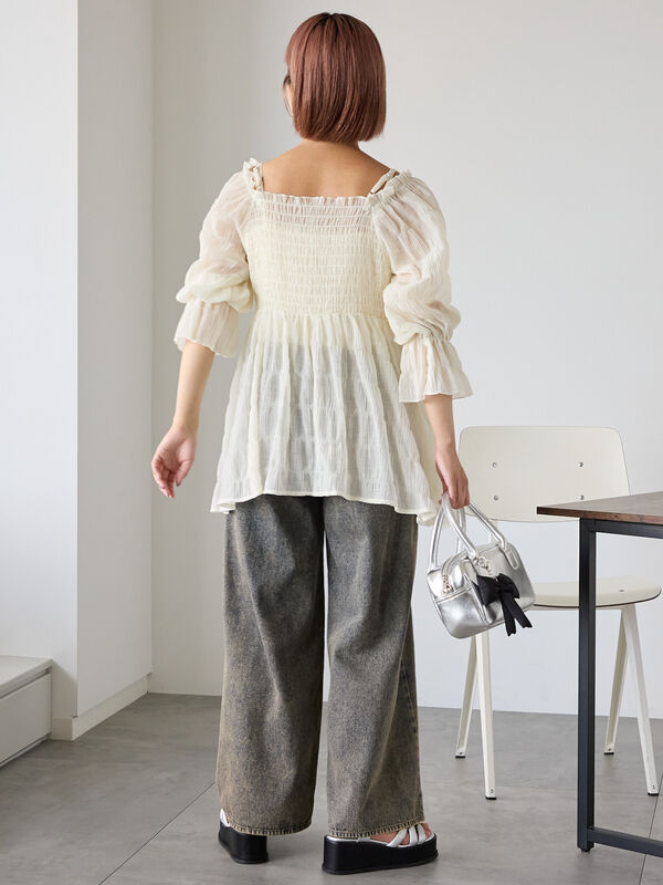 上品✨Brunello Cucinelli 2way オフショルシアーブラウス セール】 2WAYオフショルシアーブラウス（ベージュ/キナリ/トップス