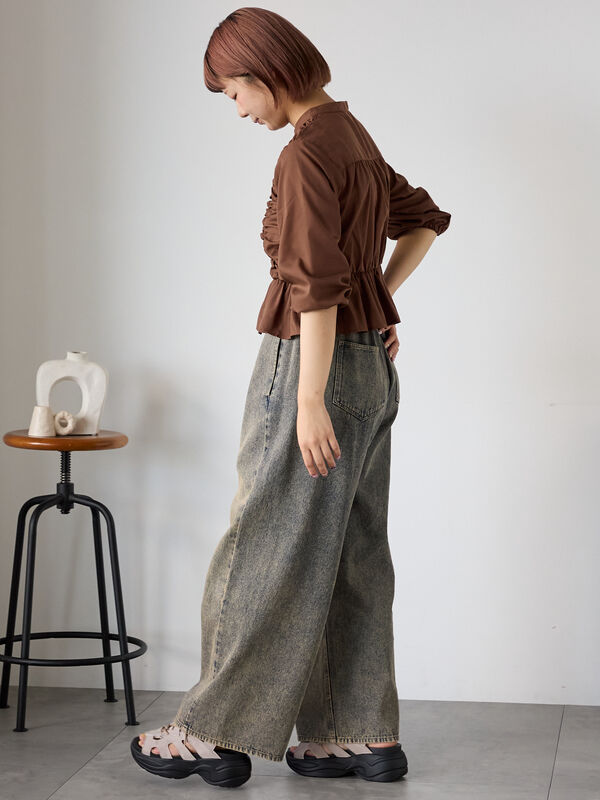 エポポカ ブラウスのみ セール】 クリーンウールトロ ビジューカラーブラウス （シャツ