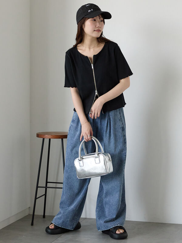 セール】 テレコジップカーディガン（ブラック/ライトベージュ/ブルー