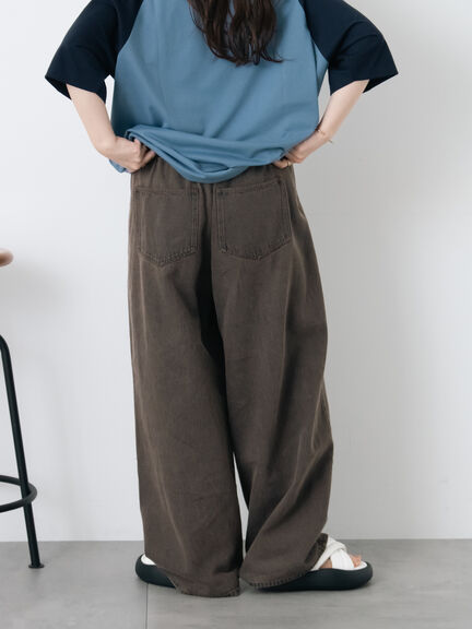 ヴィンテージ加工イージーデニムパンツ（チャコールグレー/サックスブルー/ブルー）｜ehka sopo（エヘカソポ）通販