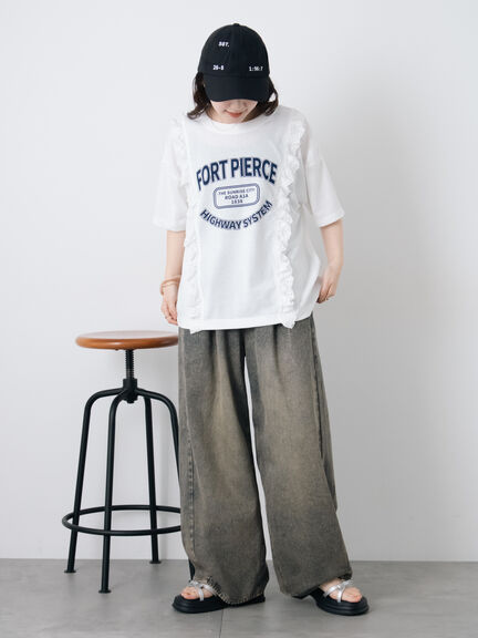 ヴィンテージ加工イージーデニムパンツ（チャコールグレー/サックスブルー/ブルー）｜ehka sopo（エヘカソポ）通販