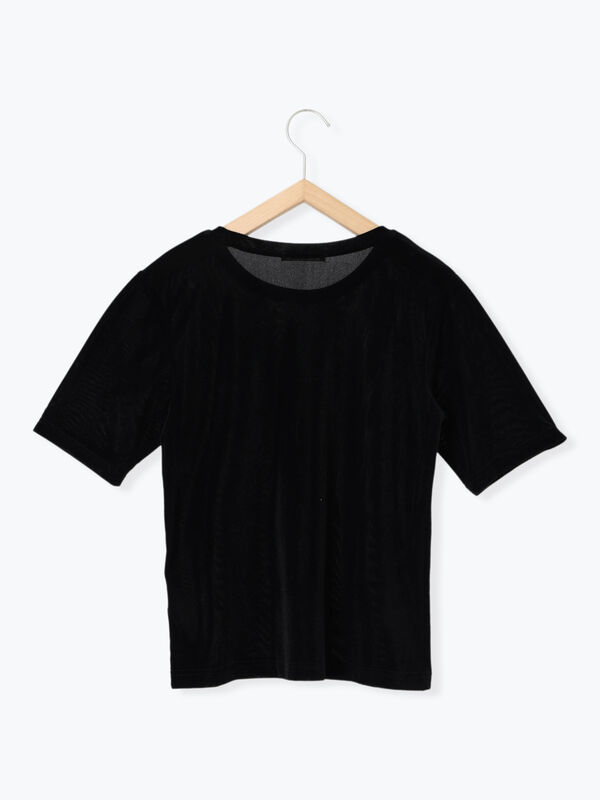 セール】 ベロア半袖カットソー（ブラック/ブラウン/キナリ/トップス