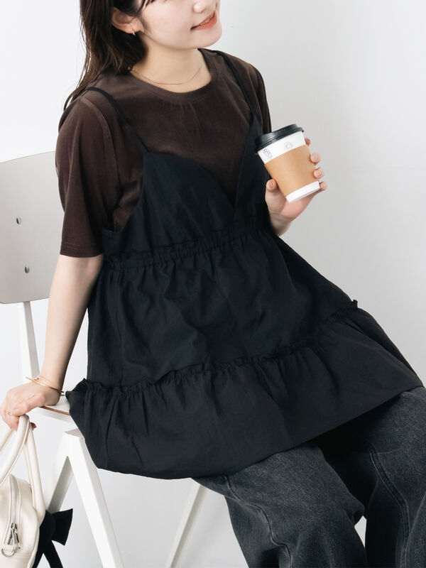 専用　epa キャミソール セール】 ティアードキャミソール（ブラック/ブラウン/キナリ/トップス