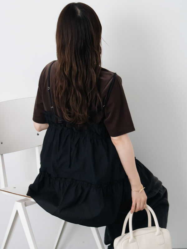 セール】 ティアードキャミソール（ブラック/ブラウン/キナリ/トップス