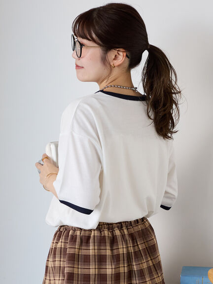 リンガーTシャツ（オフホワイト/チャコールグレー/モカ/キナリ）｜ehka sopo（エヘカソポ）通販