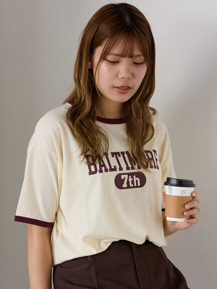 リンガーTシャツ（オフホワイト/チャコールグレー/モカ/キナリ）｜ehka sopo（エヘカソポ）通販