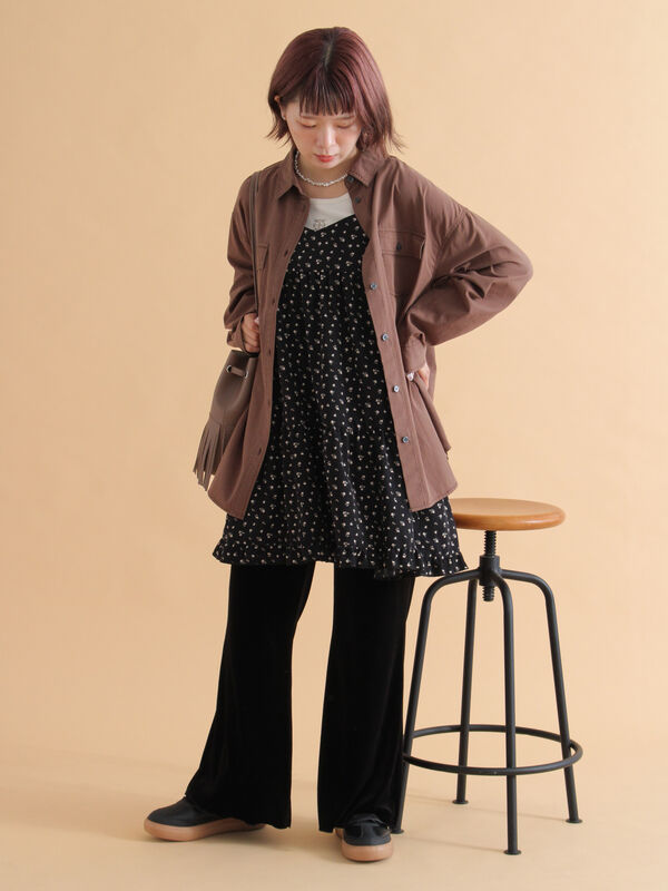 セール】 ベロアフレアパンツ（ブラック/ベージュ/ブラウン/ボトムス