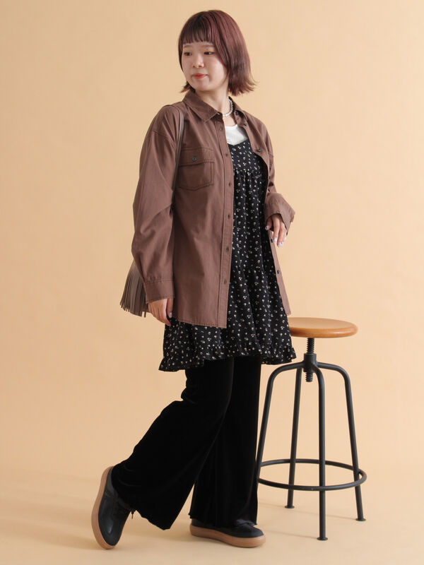 セール】 ベロアフレアパンツ（ブラック/ベージュ/ブラウン/ボトムス