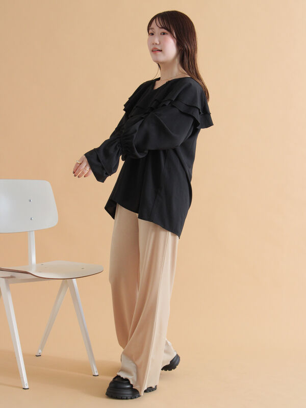 セール】 ベロアフレアパンツ（ブラック/ベージュ/ブラウン/ボトムス