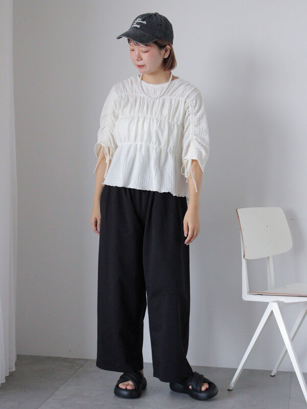 セール】 カットタックパンツ（オフホワイト/グレー/ブラック/ボトムス