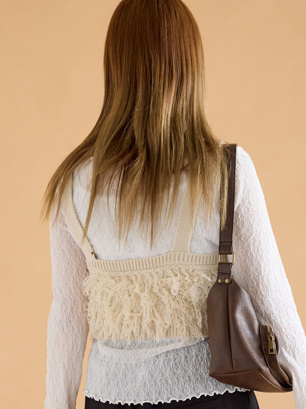 セール】 ループ編みニットビスチェ（ブラック/ブラウン/キナリ