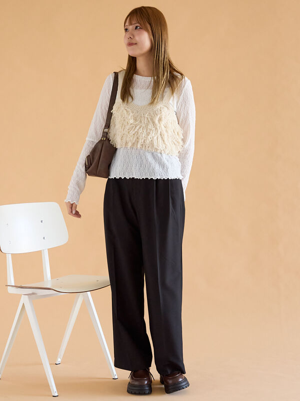 セール】 ループ編みニットビスチェ（ブラック/ブラウン/キナリ