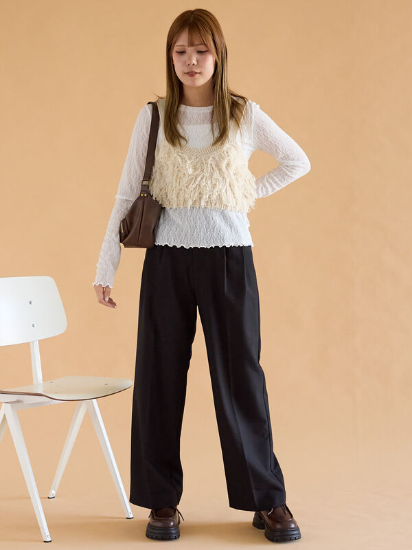 セール】 ループ編みニットビスチェ（ブラック/ブラウン/キナリ