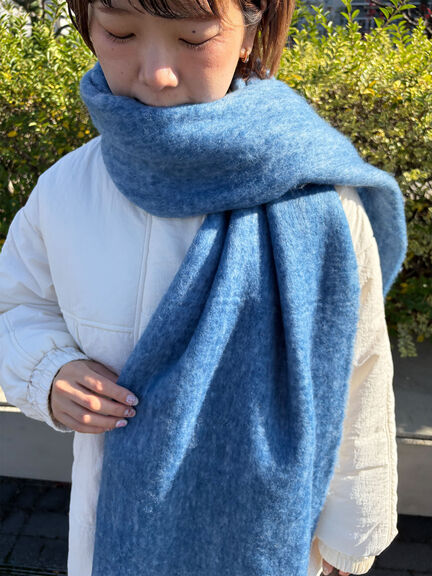 ふわもこマフラー太フリンジシャンブレー無地（ベージュ/グリーン/ブルー）｜ehka sopo（エヘカソポ）通販