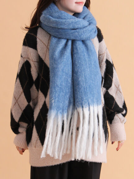 ふわもこマフラー太フリンジシャンブレー無地（ベージュ/グリーン/ブルー）｜ehka sopo（エヘカソポ）通販