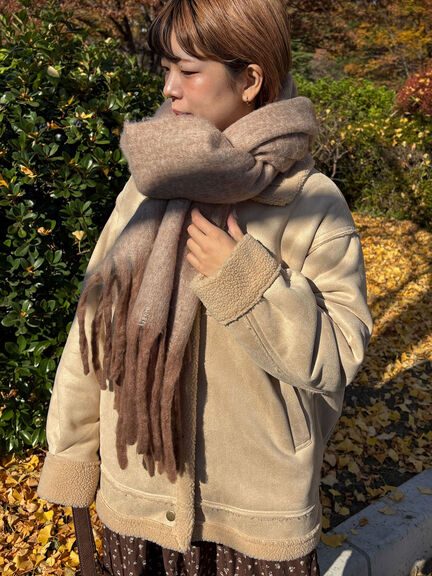 ふわもこマフラー太フリンジシャンブレー無地（ベージュ/グリーン/ブルー）｜ehka sopo（エヘカソポ）通販