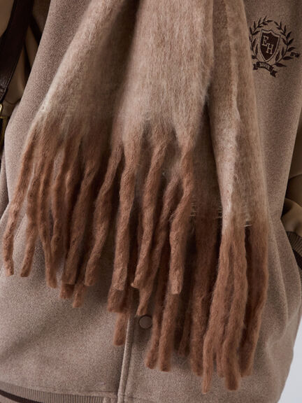 ふわもこマフラー太フリンジシャンブレー無地（ベージュ/グリーン/ブルー）｜ehka sopo（エヘカソポ）通販