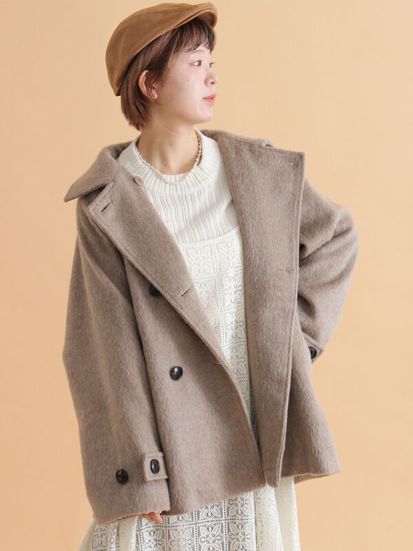 シャギーダブルコート シャギーダブルコート（オフホワイト/グレー/ベージュ/アウター/コート