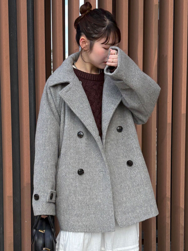 シャギーダブルコート シャギーダブルコート（オフホワイト/グレー/ベージュ/アウター/コート