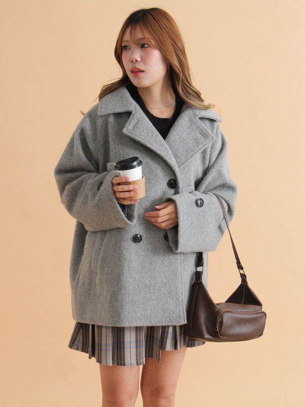 シャギーダブルコート シャギーダブルコート（オフホワイト/グレー/ベージュ/アウター/コート