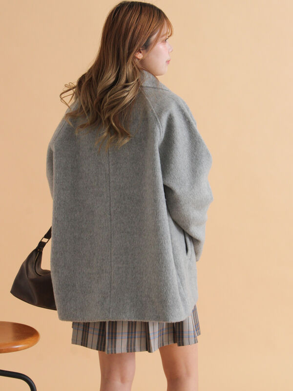 シャギーダブルコート（オフホワイト/グレー/ベージュ/アウター/コート